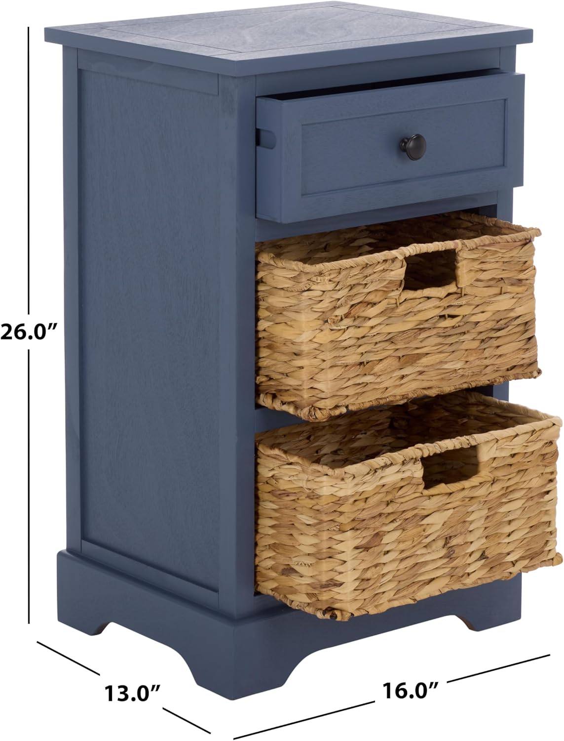 SAFAVIEH Furniture - Carrie 3-Shelf Side Table - Blue - Solid Wood - Farmhouse Tiered Design - Ideal for Living Room, Entryway, Home Office, 16" W x 13" D x 26" H - Fully Assembled (AMH5700K)