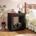 Tribesigns Rustic Wood End Table, 2 Tiered Square Side Table with Storage Shelf, Industrial Sofa Side Table for Living Room, Entrance (2, Black)