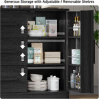 ONBRILL 47" Sideboard Buffet Cabinet with Storage and 3 Drawers, Large Buffet Cabinets with 2 Doors, Console Credenza, Modern Coffee Bar Table w/Adjustable Shelves for Dining Room, Living Room, Black