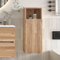12" Floating Bathroom Storage Cabinet, Modern Bathroom Wall Cabinets with Soft-Closing Door & Open Shelf, Bathroom Side Cabinet for Small Spaces, Apartment, Rough Oak