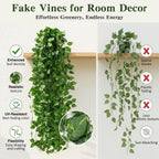 CEWOR Fake Vines for Room Decor 24 Pack 168ft Artificial Ivy Greenery Garland for Bedroom Wall Decor, Hanging Green Leaves for Party Wedding Christmas Decoration