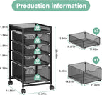 keomaisyto 5-Tier Kitchen Storage Cart with Top Basket & Drawers, Fruit and Vegetable Storage Rack on Wheels, Metal Rolling Cart with Drawers & Kitchen Organization for Snacks, Potatoes, Onions, Cans