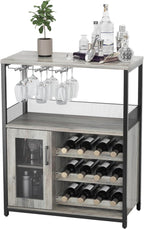 GAOMON Wine Bar Cabinet with Detachable Wine Rack, Wood Bar Cabinet with Storage Space & Glass Holder, Mesh Door, Small Modern Buffet Sideboard for Liquor and Glasses