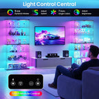 Dystler Display Cabinet with Glass Doors, 70" Tall Clear Curio Cabinet with RGB LED Lights for Collectibles, Figures, Lighted 6-Tier Glass Display Case for Living Room, Black