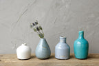 Creative Co-Op Blue & Ivory Terracotta Vases (Set of 4 Sizes) (Pack of 3)