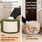 Round Pouf Ottoman Foot Stool 20x14In Ottoman Footrest for Couch Sofa Green | All-in-one Foam Floor Pouf,Ottoman Coffee Table,Footstool Ottoman Boho Poof Home Decor Beanbag Chairs for Living Room Bedroom