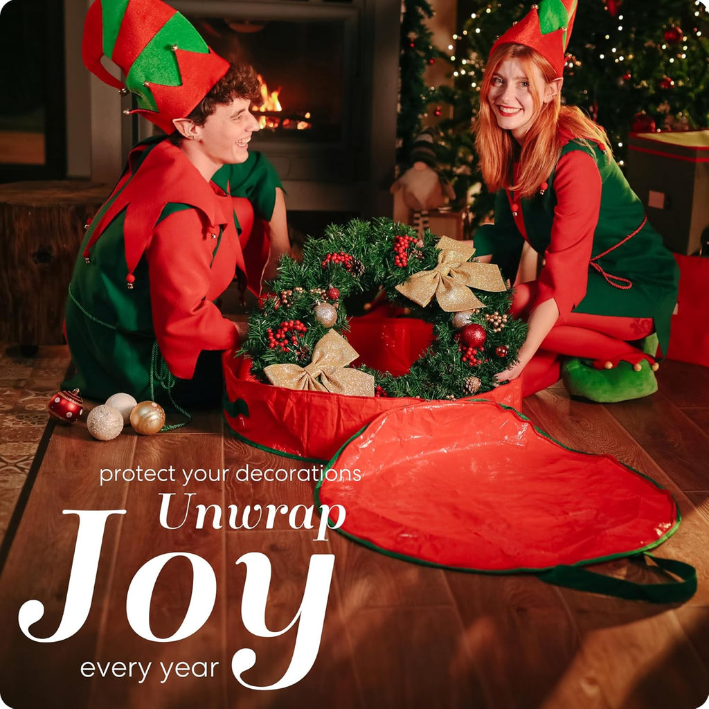 Handy Laundry Christmas Wreath Storage Bag - 2-PACK Durable, Tarp Material, Zipper, Sturdy Carry Handle, Dust, Pest Protection - Ideal Home, Garage Organization for Holiday Wreath Decoration (30")