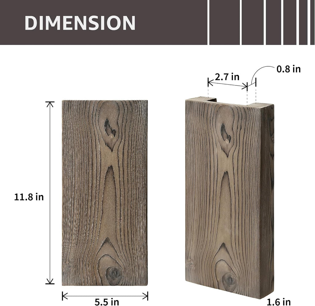 Wood Wall Planter Set of 2, Wood Wall Pocket for Greenery and Dried Flowers, Indoor Wood Hanging Vase, Modern Farmhouse Wall Decor for Living Room Bedroom Office Eucalyptus Stems Decorations (Grey)