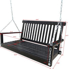 Front Porch Swing with Armrests, Wood Bench Swing with Hanging,for Outdoor Patio,Garden Yard, Porch, Backyard, or sunroom,Easy to Assemble (Black)