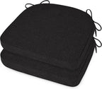 ELFJOY Chair Cushions for Dining Chairs Non-Slip Kitchen Chair Cushions Set of 2 Seat Cushion with Ties for Indoor Kitchen Dining Office Black