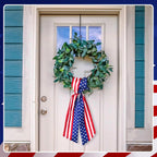 VitalCozy 2 Pcs Wreath Sash for Front Door Wreath Sash Garland Ribbon Accessories for Embroidery Monogram Outdoor Indoor Xmas Party Yard Doorway 4.5" W x 56" L(Red and Blue,Patriotic)