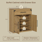 SICOTAS Buffet Cabinet with Drawer - Modern Sideboard Cabinet with Storage, Wide Credenza Storage Cabinet with Handle and Door, Sideboard Buffet Cabinets (3, Oak Brown)