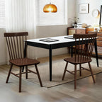 AreShark Windsor Dining Chairs, Farmhouse Wooden Dining Room Chairs, Solid Wood Kitchen Chairs with Spindle Back Set of 4, Brown