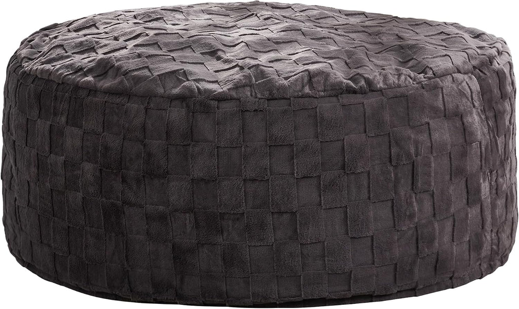Hobestluk Adults Bean Bag Chair 5FT Big BeanBag Chair Giant Large Oversized | Memory Foam,Washable Cover,Unique Fluffy Plaid,Comfy Bean Bag with Filler Lounging Gaming Bedroom Living Room | Dark Grey 5FT