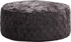 Hobestluk Adults Bean Bag Chair 5FT Big BeanBag Chair Giant Large Oversized | Memory Foam,Washable Cover,Unique Fluffy Plaid,Comfy Bean Bag with Filler Lounging Gaming Bedroom Living Room | Dark Grey 5FT