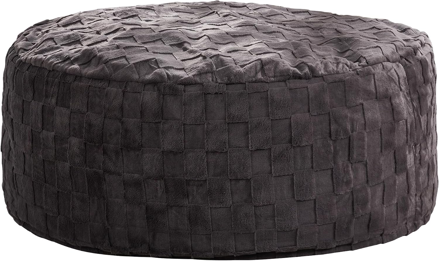 Hobestluk Adults Bean Bag Chair 5FT Big BeanBag Chair Giant Large Oversized | Memory Foam,Washable Cover,Unique Fluffy Plaid,Comfy Bean Bag with Filler Lounging Gaming Bedroom Living Room | Dark Grey 5FT