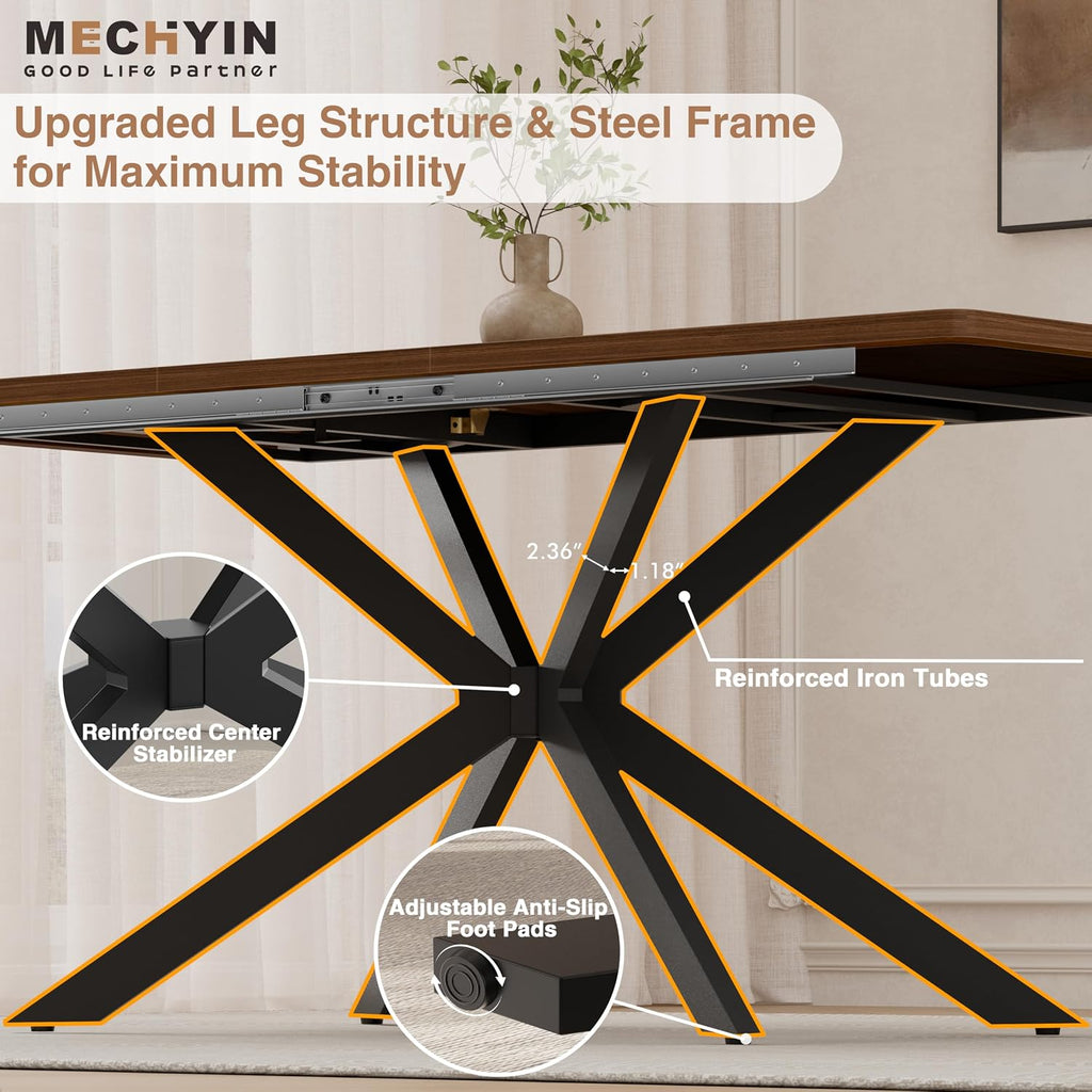 Extendable Dining Room Table for 4 6 8, 55"-70.9" Long Rectangle Kitchen Table,Wood Expandable Dining Table with Butterfly Leaf Self-Storing, Space Saving, For Kitchen Dining Living Room,Modern,Walnut