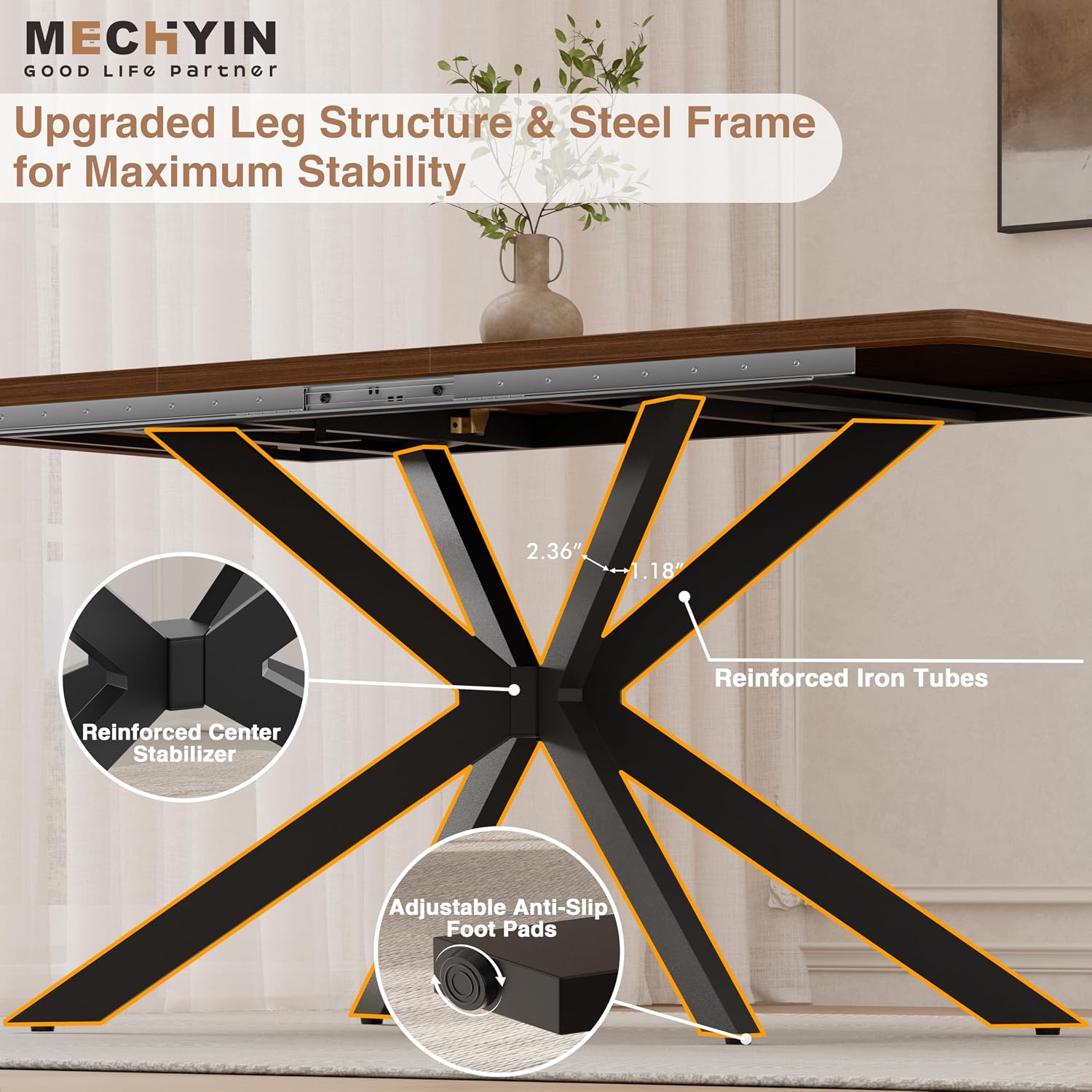 Extendable Dining Room Table for 4 6 8, 55"-70.9" Long Rectangle Kitchen Table,Wood Expandable Dining Table with Butterfly Leaf Self-Storing, Space Saving, For Kitchen Dining Living Room,Modern,Walnut