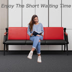wonline Waiting Room Bench, Office Furniture Reception Chairs with Arms, Leather Chairs is Suitable for Clinic,Airport,Hospital,Barber,Salon,Bank-(Red&Black,3 Seat)