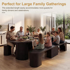 AF ARTISAN FURNITURE 105" Oval Extendable Dining Table for 4-10, MDF Tabletop with Fluted Column Base, Mid-Century Modern Kitchen Table for Dining Room or Office, Extends 45"-105", Black