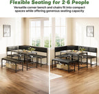 Concho Kitchen Breakfast Nook Table Set with Soft Seat, Corner Dining Table Set for 4-6 People, Dining Room Sets for 4, Space Saving Kitchen Booth Seating with Table for Small Space, Taupe