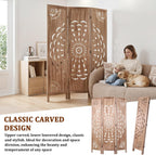 66.9 Inch Wood Room Divider Panel Boho-Styled 3 Panels Privacy Screen Indoor Boho Room Divider for Privacy Home Office & Patio