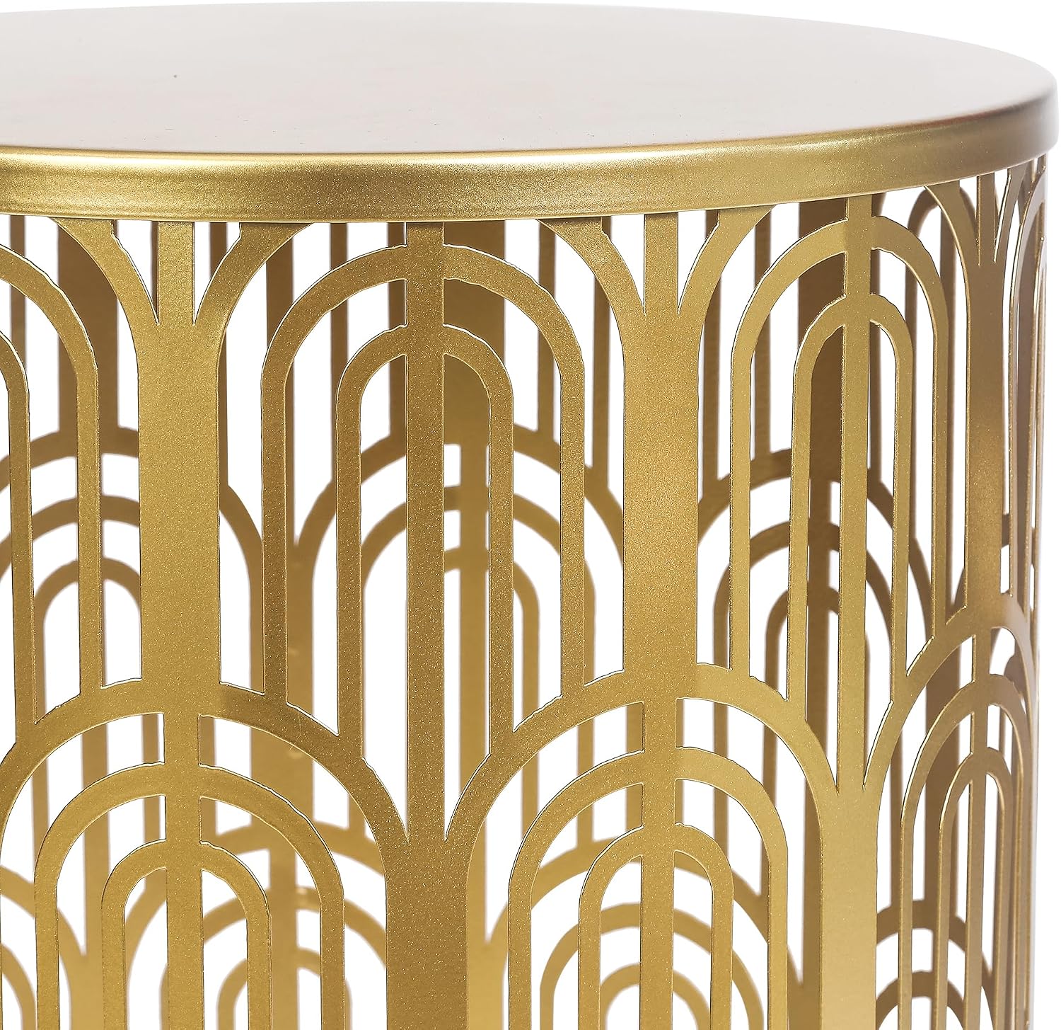 Joveco Gold Nesting Round Side End Tables Set of 2- Coffee Tea Table Mid Century Night Stands for Living Room Bedroom Outdoor, Gold Light Luxury Style