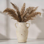 Vaseking Large Ceramic Rustic Vase with 2 Handles, 9.8 inch Farmhouse Distressed Flower Vase for Home Decor, Living Room, Shelf Decor, Pampas Grass, Enterway, Table Decoration, Gift, White