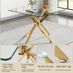 HomVent 3 Piece Square Glass Dining Table Set, Square Glass Kitchen Table Set for 2 with 2 PU Upholstered Dining Chairs for Kitchen Dining Room