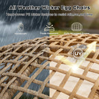 Double Egg Chair Outdoor Indoor 2 Person Wicker Egg Lounge Chair with Foldable Cup Holder Cushion Rain Cover Patio Oversized Loveseat for Balcony Porch Backyard