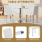 Modern Dining Chairs Set of 4, Button Tufted Upholstered Parsons Chairs with Silver Metal Legs, White PU Leather Kitchen Chair for Dining Room, Kitchen, Restaurant