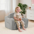 Airpanda Cozy Kids Sofa Chair, 2-in-1 Fold-Out Kids Couch for 3-7 Years Old Girls and Boys, Convertible Soft Children's Sofa, Removable Washable Cover,Light Grey
