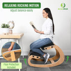 Ergonomic Kneeling Chair, Adjustable Seat - Office Chair for Desk, Posture Corrector, Premium Comfort Cushion, Wooden Rocking Knee Chair (Black)