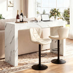 55” Bar Table，Modern Counter Height Pub Table, Long Bar Dining Table with Faux Marble Tabletop，Rectangular Home Bar Unit for 4-6 People, Kitchen, Living Room, Bar, Faux Marble