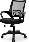 NEO Chair Office Computer Chair Mid Back Desk Ergonomic Mesh Gaming Seat Comfy Lumbar Support Rolling Wheels Adjustable Height Swivel for Home Task (All Black)