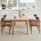 GrandNoor Brown Faux Leather Dining Chairs Set of 4, Armless Upholstered Kitchen Chair,Modern Dining Room Chair with Curved Backrest