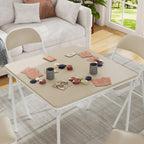 VECELO 5-Piece Folding Card Table Square and Chair Set with Collapsible Legs & Vinyl Upholstery,Portable for Indoor & Outdoor, Beige