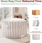 fond + found 5FT Bean Bag Chairs Giant Bean Bag Chair Cover with Wave Pattern Fur Washable Bean Bag Chairs for Adults Filled with Memory Foam for Bedroom Living Room (Oatmeal, 5FT- 50" x 50" x 24")