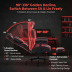 Big and Tall Gaming Office Chair 400lbs - Heavy Duty Ergonomic Computer Desk Chair with Footrest, Adjustable Armrests, High Back PU Leather with Racing Style (Black/Red)