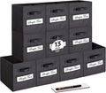 13x13x13 storage cube bins (Set of 10) Fabric storage cubes with 10 Labels Window Cards & a Pen, storage cubes 13x13, Collapsible 13 inch cube storage bins, Cubby Organizer Boxes, Black