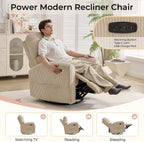 Power Swivel Rocker Recliner, Swivel Glider Nursery Electric Recliner Chair with Lumbar Support, Upholstered Rocking Recling Chairs for Adults Nursery, Living Room, Bedroom, Corduroy Camel