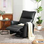 Recliner Chair with 270° Power Swivel & USB Ports,Electric Rocking Chair Nursery Glider in PU Faux Leather for Living Room, Bedroom (Black)
