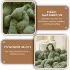 MEGO Kids Fluffy Faux Rabbit Fur Bean Bag Chair Cover(No Filler), Cozy Moss Shaggy Striped Stuffed Animal Storage Bean Bag for Plush Toys, Fuzzy Ribbed Beanbag Cover Kids Girls Teens Adult, Sage Green