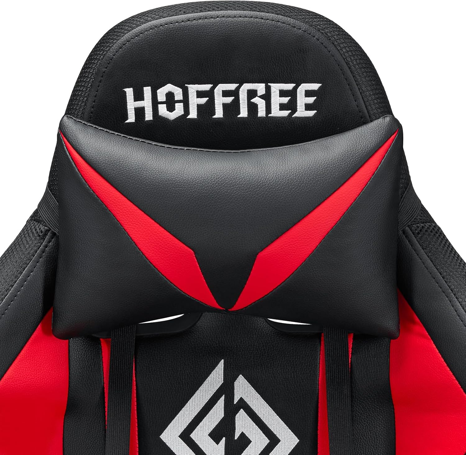 HOFFREE RGB Gaming Chair with Speakers Massage Computer Gaming Chair with LED Lights and Footrest High Back Video Game Chair for Adults Red and Black
