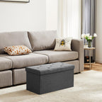 DUMOS 30 Inch Folding Storage Ottoman Bench, Large Hidden Storage Chest withThicker Foam Padded Seat, End of Bed Foot Rest Stool for Bedroom Living Room Entryway, Load 660 lbs, Grey