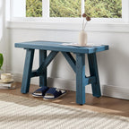 30" Farmhouse Entryway Bench, Rustic Solid Wood Dining Room Bench Small Entryway/Hallway Bench for Indoors Entry Way Seating for Living Room, Hallway, Porch, Easy Assembly, Blue