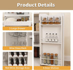 HRVEOCEI 71" Pantry Cabinets for Kitchen Storage, White Farmhouse Kitchen Hutch Cabinet with Open Shelving, Tall Freestanding Food Pantry & Pantries with Drawer for Dining Room (Cabinet)