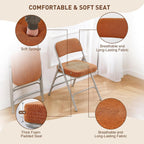 BOOSDEN Thick Padded Folding Chairs, Single Upholstered Foldable Chair, Comfortable Metal Chairs, Folding Chair with Fabric Cushion, Stackable Fold Up Chair for Kitchen Office Wedding Party (Tawny)