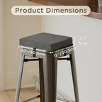 Bar Stool Cushions Square 12" x 12" Small Cushions for Bar Stools with Ties Small Seat Pads with Washable Cover 1 Piece Dark Grey