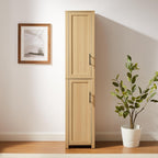 Crosley Furniture Savannah Linen Storage Cabinet, Laundry Room, Bathroom Organizer with Shelves, Natural